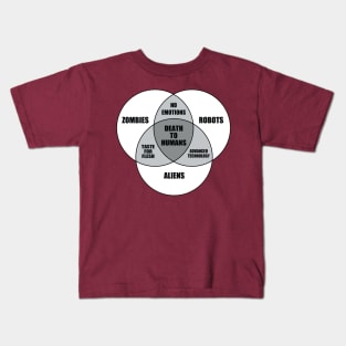 Zombie, Alien, Robot Venn Diagram Kids T-Shirt